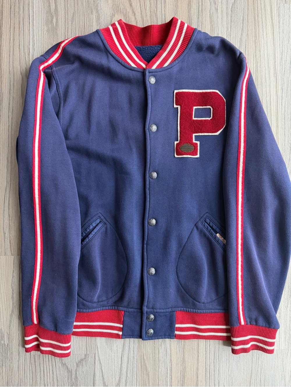 Polo by Ralph Lauren Navy & Red Varsity Bomber Jacket with 'P' Patch